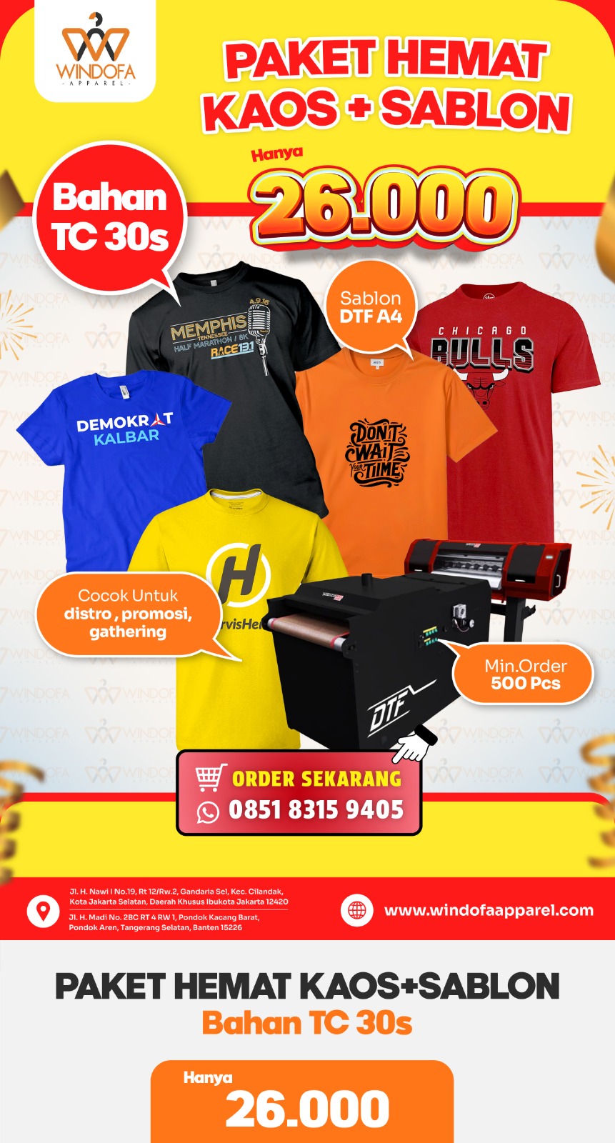 PAKET HEMAT KAOS + SABLON HANYA 26RIBU