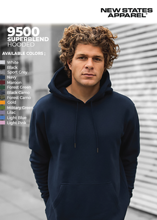 Jaket NEW STATES APPAREL 9500 Super Blend Hooded Sweatshirt