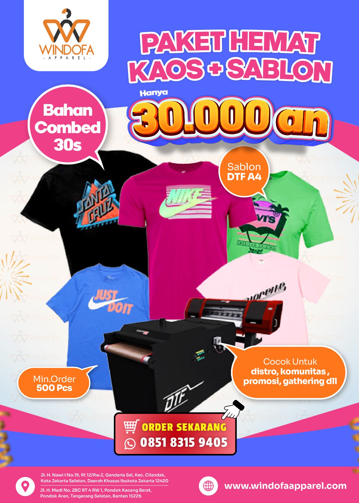 PAKET HEMAT KAOS + SABLON HANYA 30RIBUAN