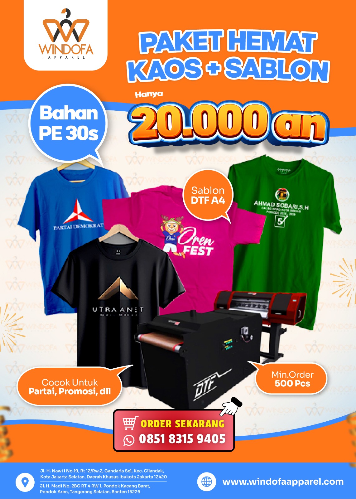 PAKET HEMAT KAOS + SABLON HANYA 20RIBUAN