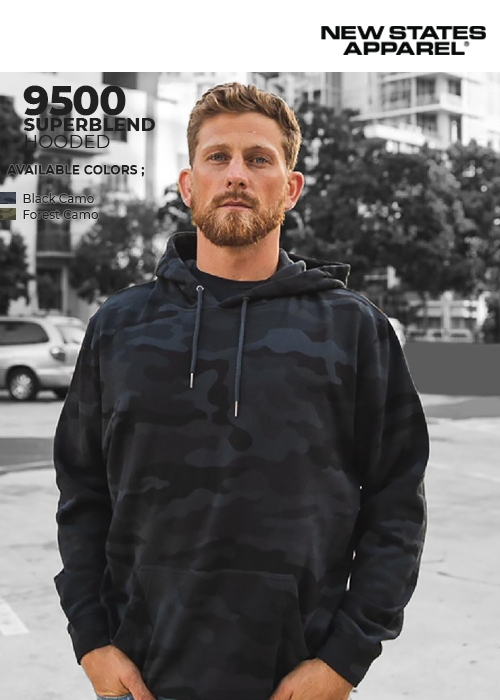 Jaket Hoodie New States Apparel Super Blend Hooded Sweatshirt Camo Series 9500