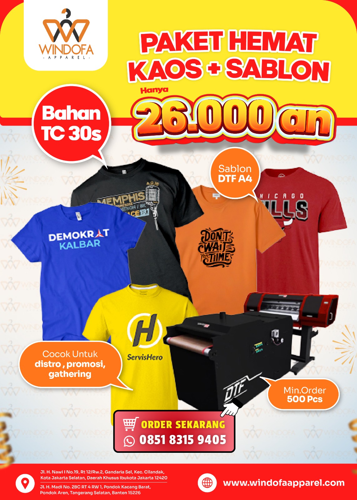 PAKET HEMAT KAOS + SABLON HANYA 26RIBUAN