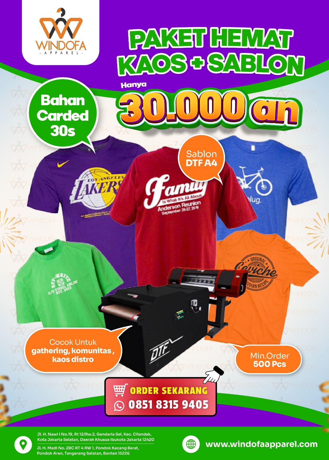 PAKET HEMAT KAOS + SABLON HANYA 30RIBUAN