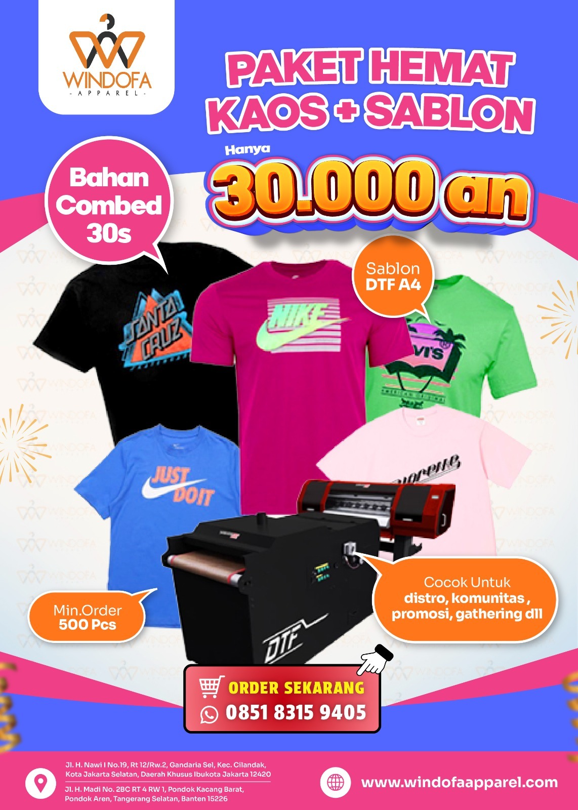 PAKET HEMAT KAOS + SABLON HANYA 30RIBUAN