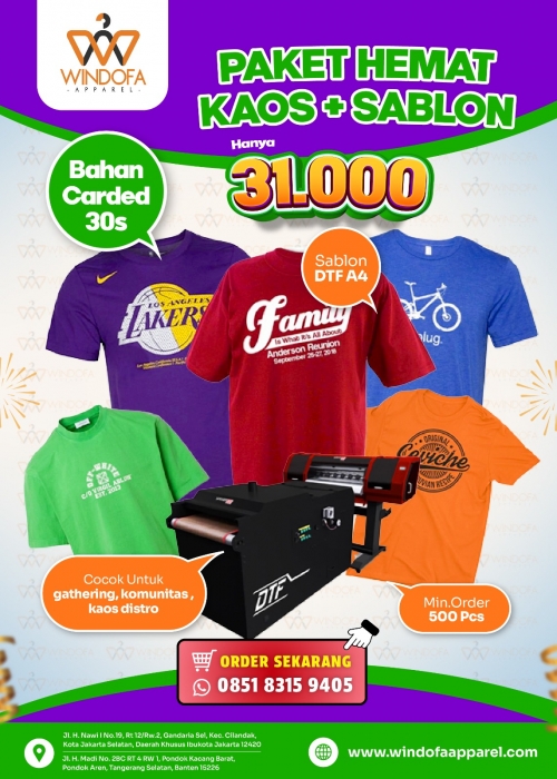 PAKET HEMAT KAOS + SABLON HANYA 31RIBU