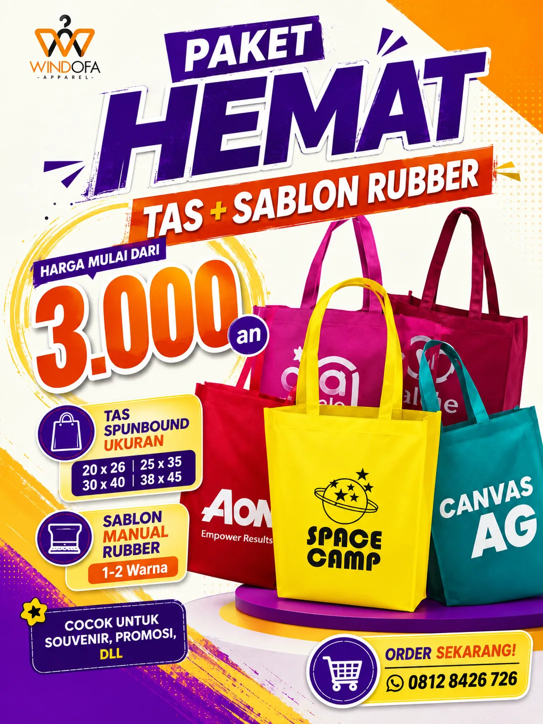 Tas Spunbond + Sablon 1 Warna