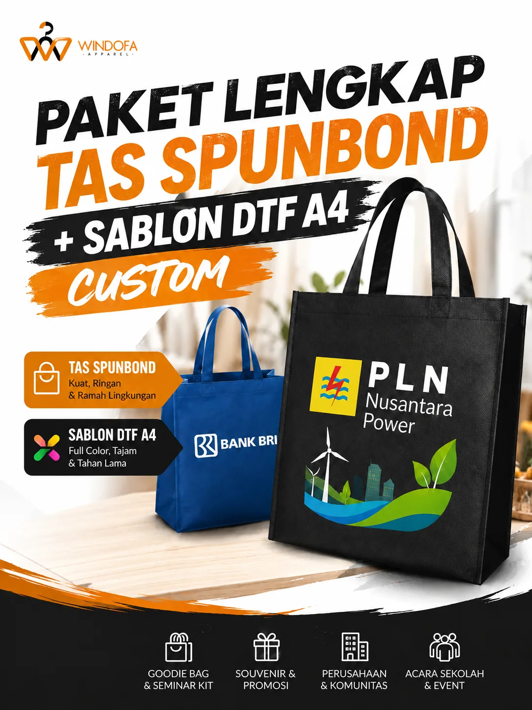 Tas Spunbond + Sablon DTF A4