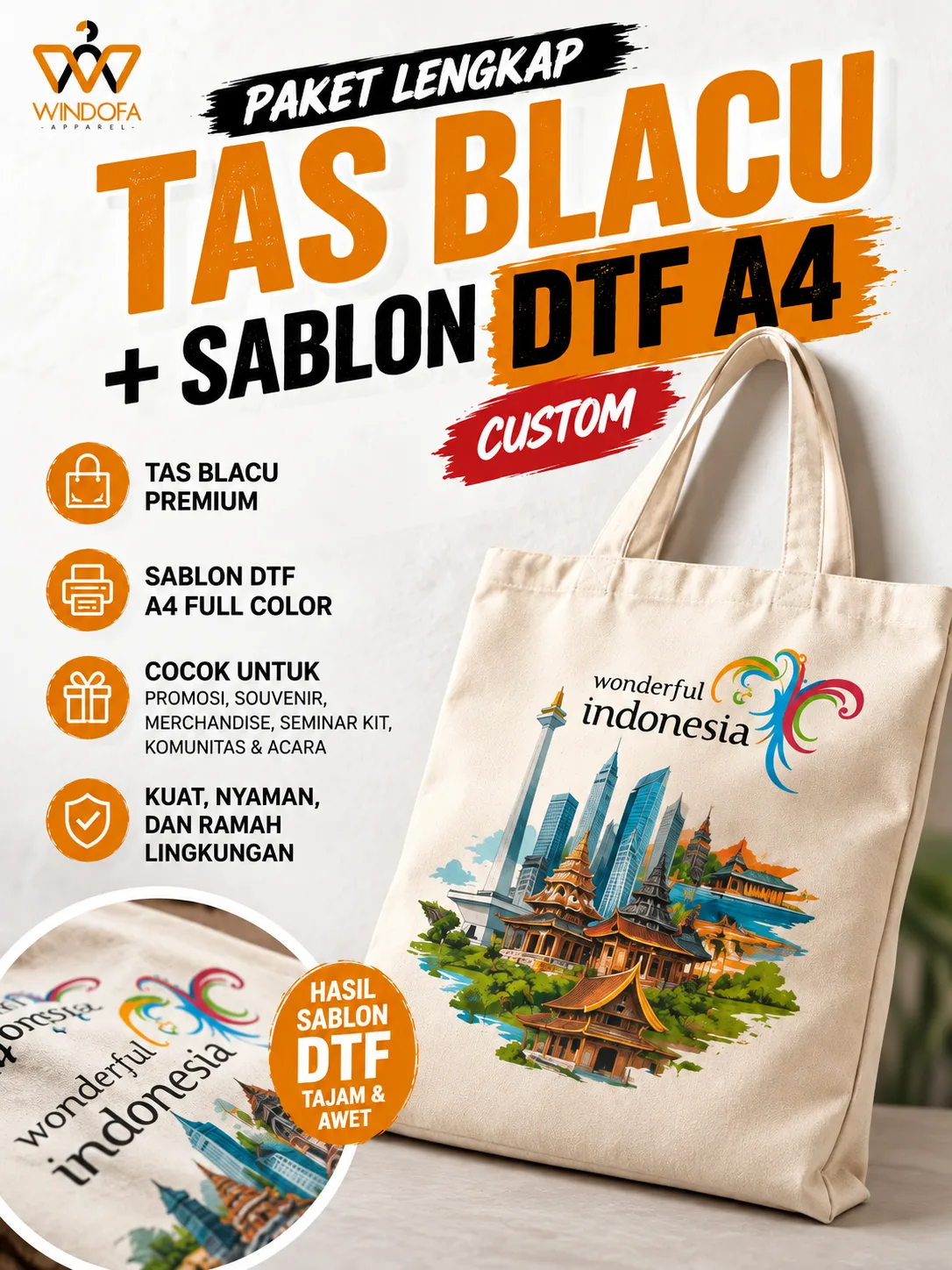 Tas Blacu + Sablon DTF A4