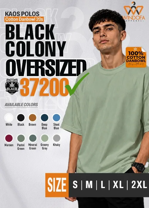 Kaos Polos Lengan Pendek Oversized Cotton Danbowl 20s Black Colony Premium 37200