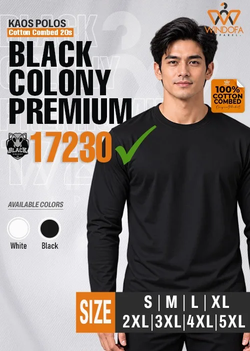 Kaos Polos Lengan Panjang Cotton Combed 20s Black Colony Premium 17230