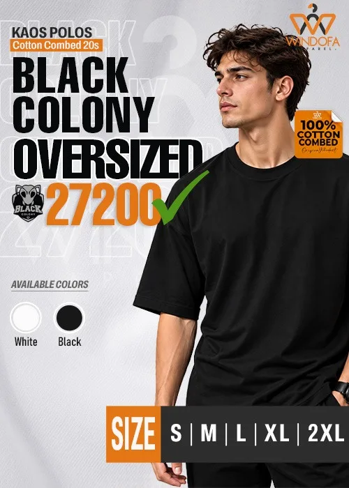 Kaos Polos Lengan Pendek Oversized Cotton Combed 20s Black Colony Premium 27200