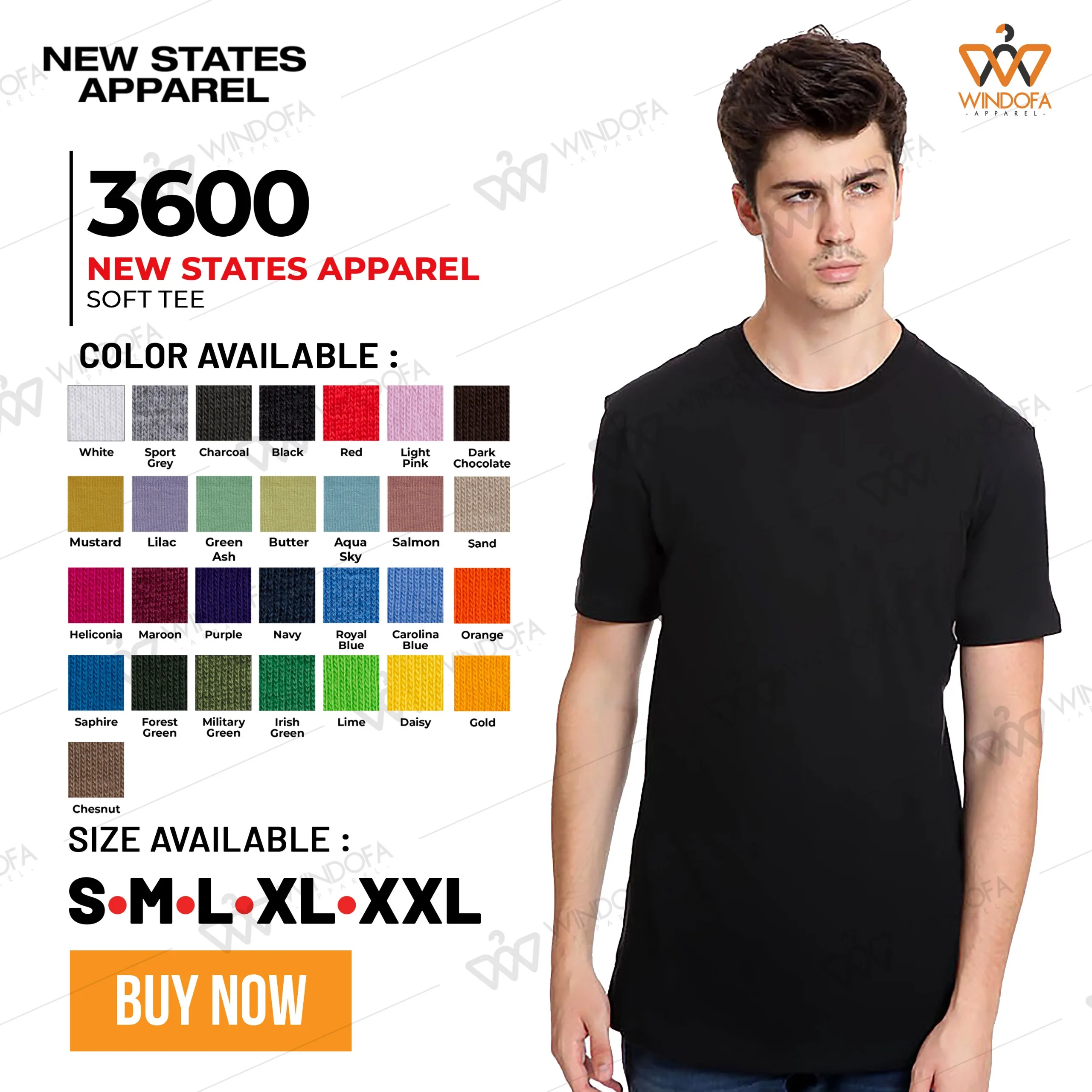 Kaos Polos New States Apparel Softstyle 3600