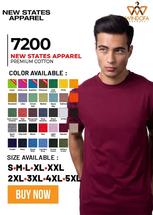 Kaos Polos New States Apparel Softstyle 7200