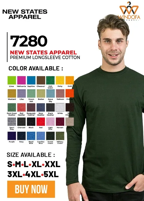 New States Apparel Premium Cotton Long Sleeve 7280