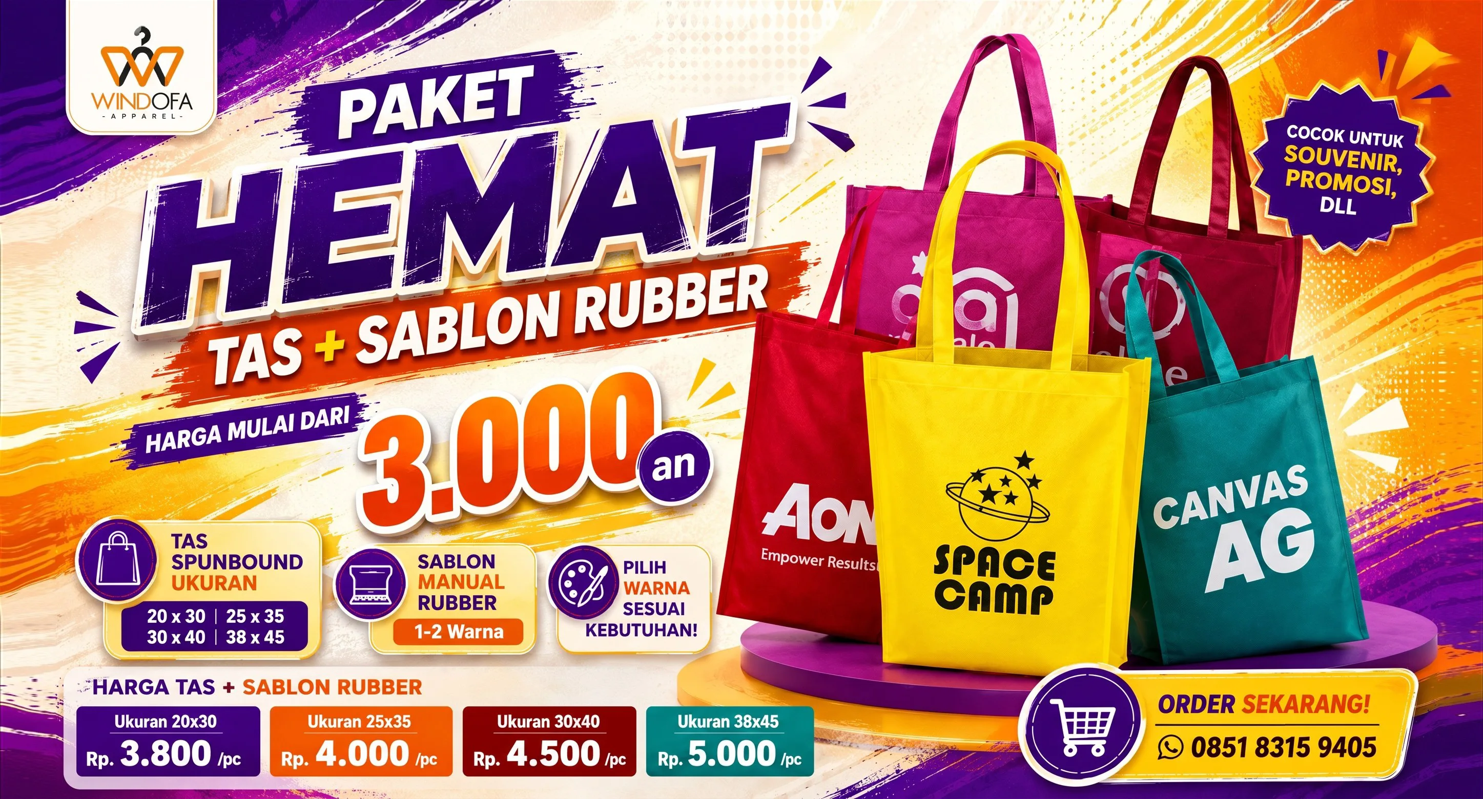 Paket Hemat Sablon Tas Spunbound