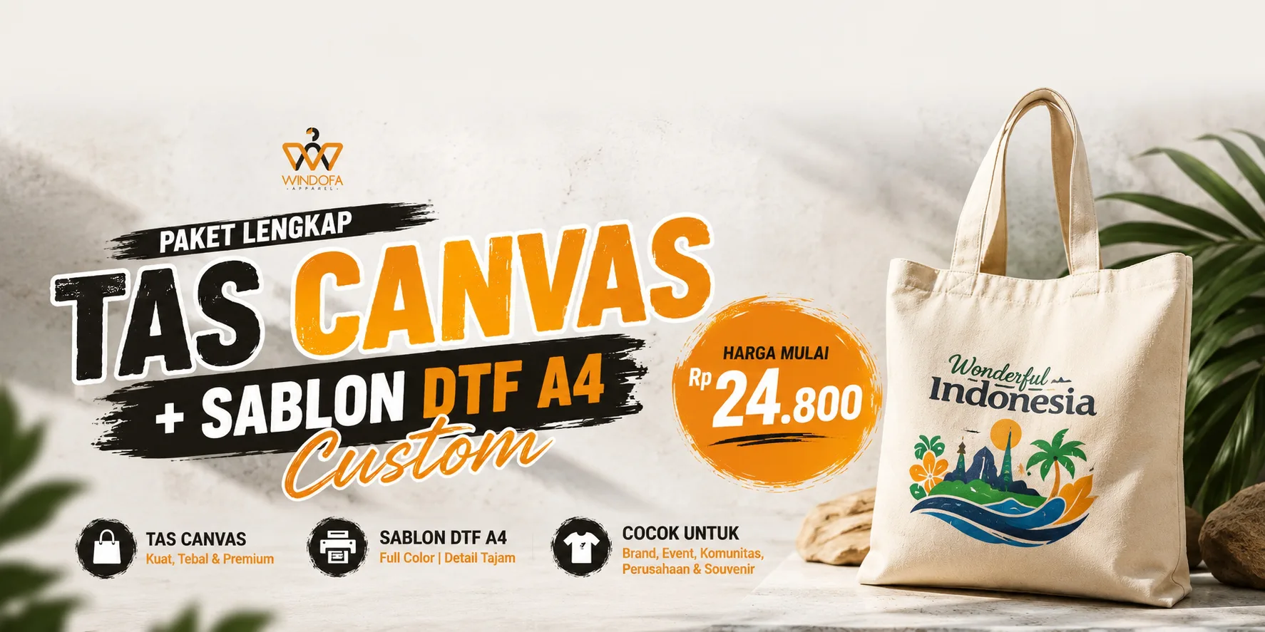 Paket Lengkap Tas Canvas dan Sablon DTF A4 Custom
