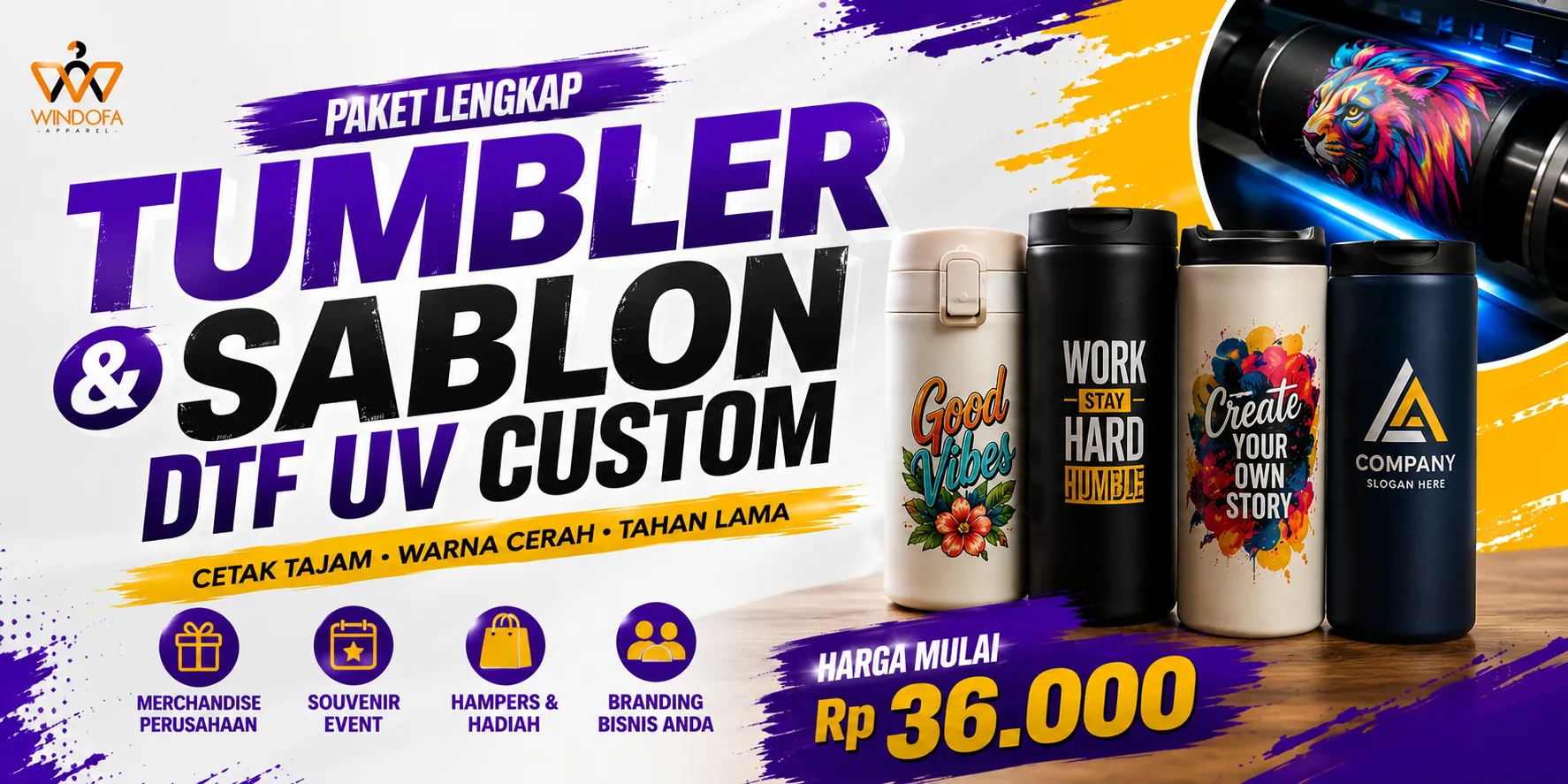 Paket Lengkap Tumbler dan Sablon DTF UV Custom